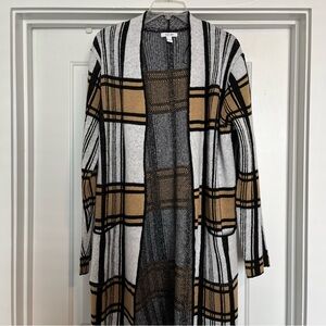 Nine West Plaid Long Cardigan